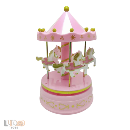 Nostaljik Dönen Atlı Karınca Pembe Müzik Kutusu — Dekoratif ve Hediyelik