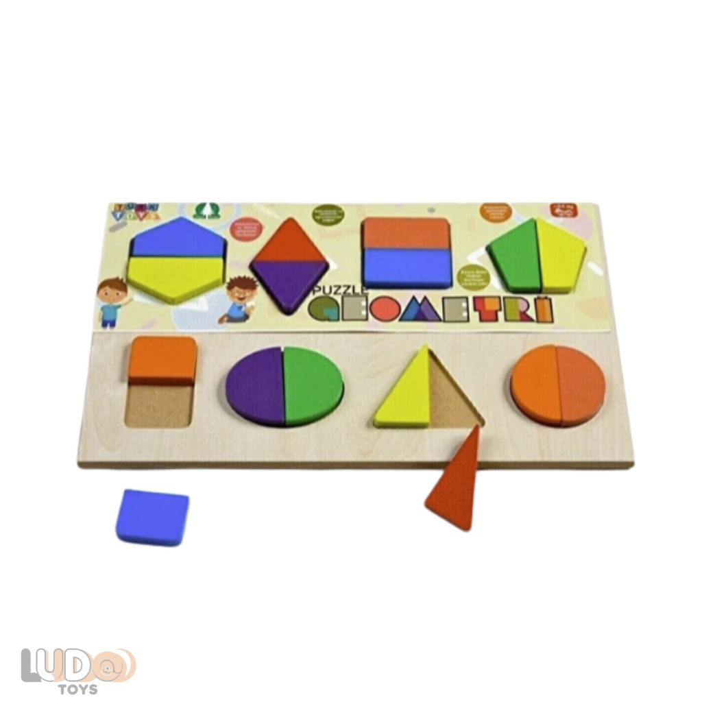 Ahşap Puzzle – Alfabe, Rakam ve Geometri Bul-Tak & Yapboz Eğlencesi 23cm