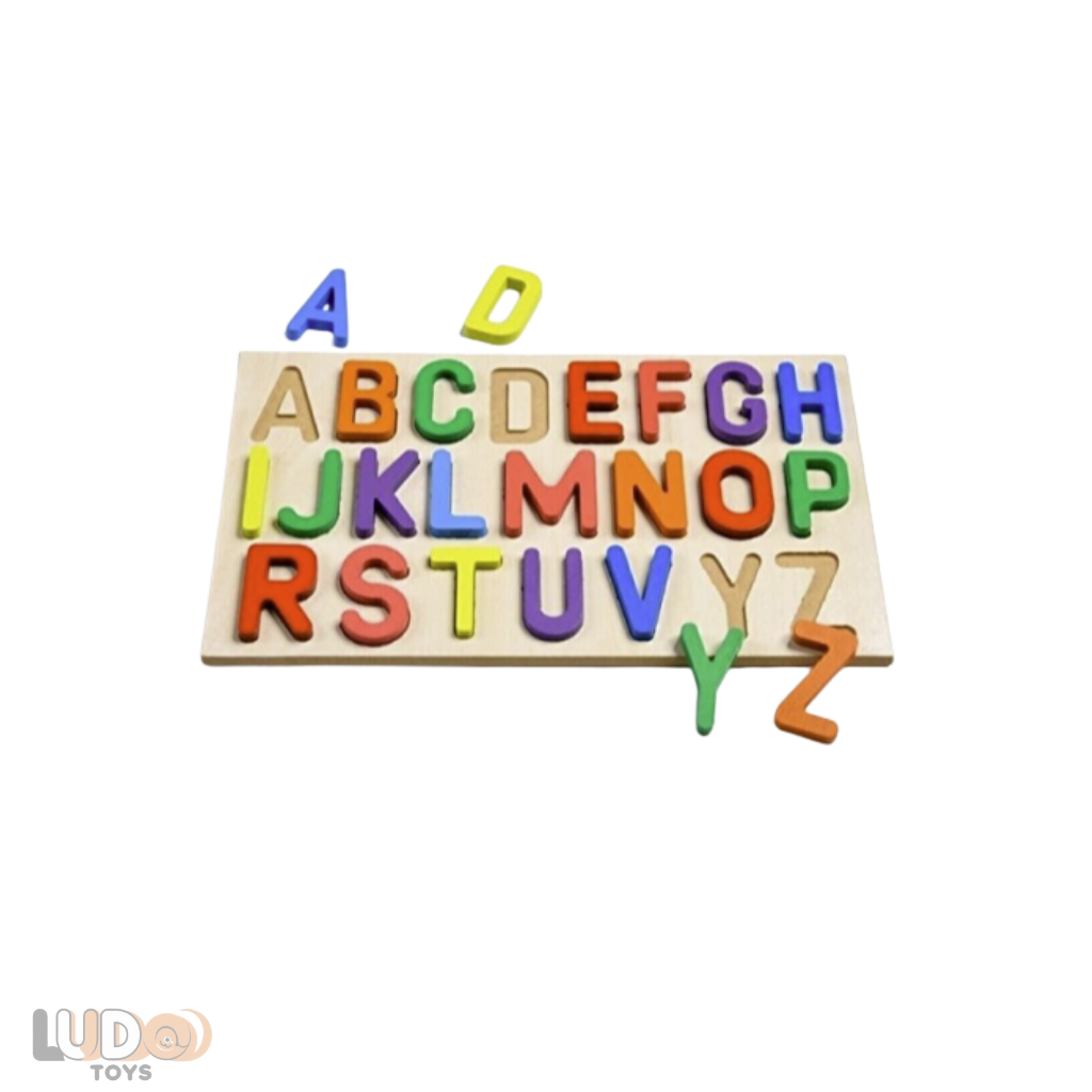 Ahşap Puzzle – Alfabe, Rakam ve Geometri Bul-Tak & Yapboz Eğlencesi 23cm