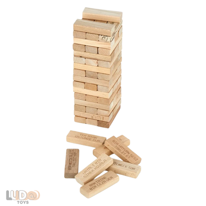 Cezalı Jenga Denge Oyunu Tower Büyük Boy 54 Parça – Eğlenceli Aile ve Parti Oyunu