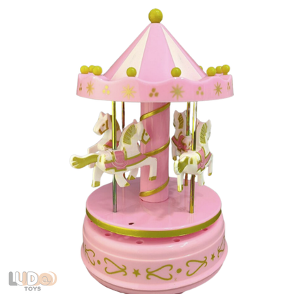 Nostaljik Dönen Atlı Karınca Pembe Müzik Kutusu — Dekoratif ve Hediyelik